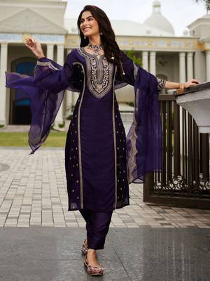 Women Ethnic Motifs Embroidered Panelled Kurta with Trousers & With Dupatta 1