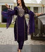 Women Ethnic Motifs Embroidered Panelled Kurta with Trousers & With Dupatta