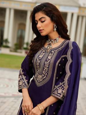 Women Ethnic Motifs Embroidered Panelled Kurta with Trousers & With Dupatta 6