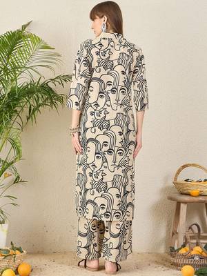 Women Abstract Printed Cotton Kurta with Palazzos 4