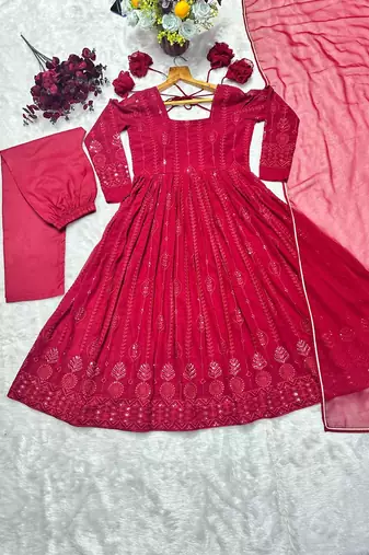 MAROON Faux Georgette PARTY WEAR SUIT SET 