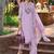 Lavender Floral Embroidered Tie Up Neck Pure Cotton Kurta with Trousers & Dupatta