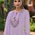 Lavender Floral Embroidered Tie Up Neck Pure Cotton Kurta with Trousers & Dupatta