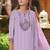 Lavender Floral Embroidered Tie Up Neck Pure Cotton Kurta with Trousers & Dupatta