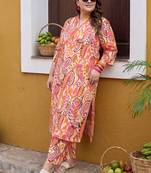 Plus Size Multi Printed Straight Kurta Trousers Set