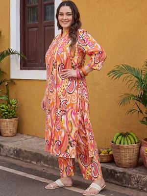 Plus Size Multi Printed Straight Kurta Trousers Set 3