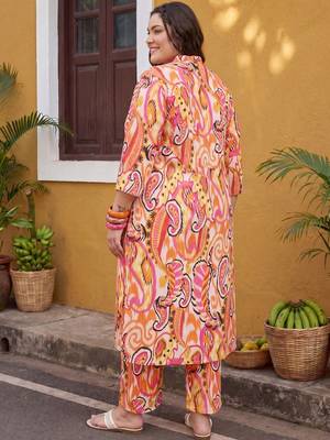 Plus Size Multi Printed Straight Kurta Trousers Set 4