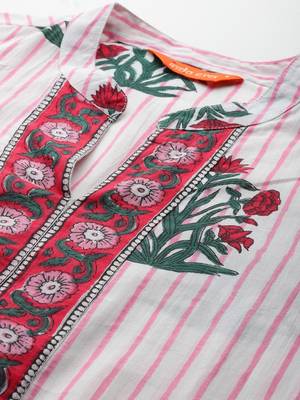 Floral Printed Pure Cotton Kurta with Trousers & With Dupatta 2