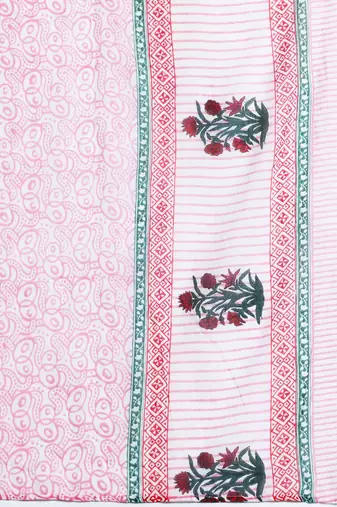 Floral Printed Pure Cotton Kurta with Trousers & With Dupatta