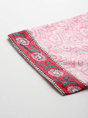 Floral Printed Pure Cotton Kurta with Trousers & With Dupatta 8