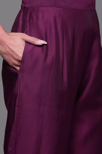 Floral Embroidered Sequinned Liva Kurta with Trousers & Dupatta
