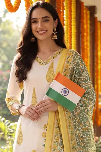 Women Floral Printed Regular Pure Cotton Kurta with Trousers & With Dupatta
