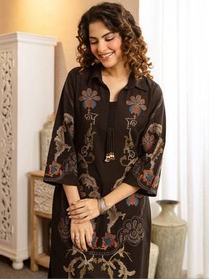 Women Ethnic Motifs Embroidered Regular Thread Work Pure Cotton Kurta with Trousers 2