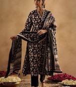 Floral Printed Angrakha Pure Cotton A-Line Kurta With Trousers & Dupatta