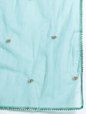 Ethnic Motifs Yoke Design Thread Work Kurta With Trousers & Dupatta 4