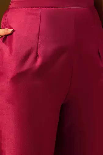Floral Embroidered Sweetheart Neck Straight Kurta With Trousers & Dupatta