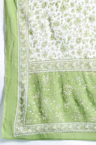 Women Floral Printed Pure Cotton Kurta with Trousers & With Dupatta
