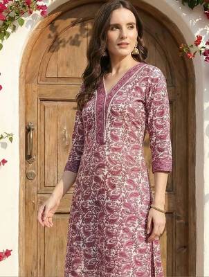 Women Ethnic Motifs Printed Regular Pure Cotton Kurta with Trousers 2