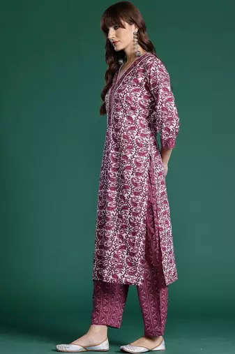 Women Ethnic Motifs Printed Regular Pure Cotton Kurta with Trousers