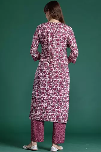 Women Ethnic Motifs Printed Regular Pure Cotton Kurta with Trousers