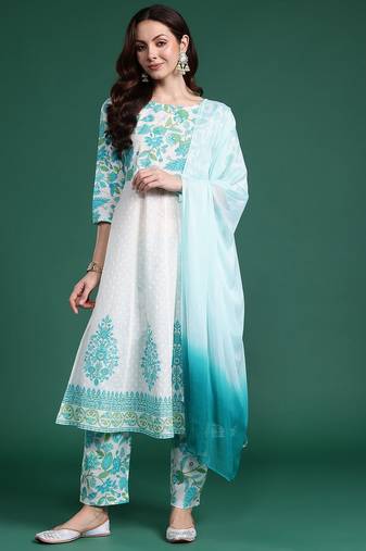 Women Floral Printed Regular Pure Cotton Kurta Set