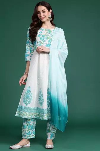 Women Floral Printed Regular Pure Cotton Kurta Set