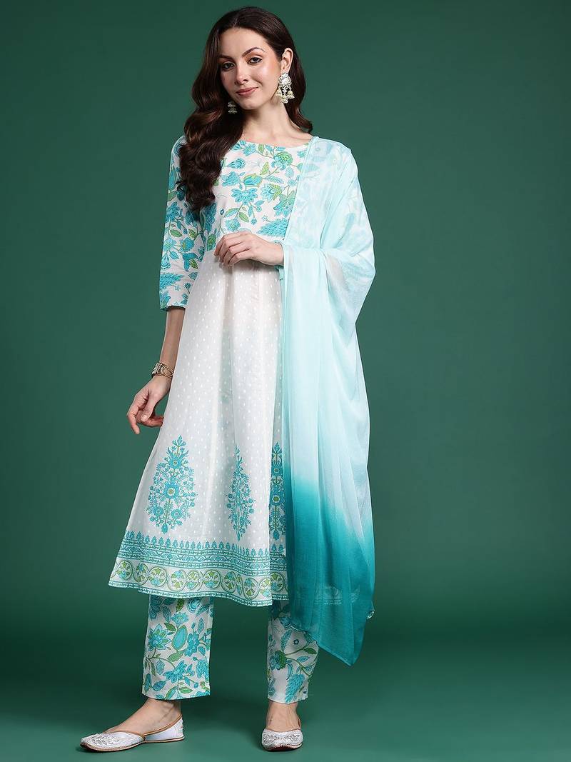 Women Floral Printed Regular Pure Cotton Kurta Set