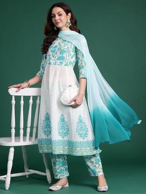 Women Floral Printed Regular Pure Cotton Kurta Set 8