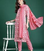 Floral Printed Regular Pure Cotton Kurta with Trousers & Dupatta