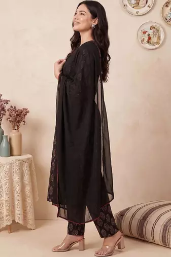 Women Ethnic Motifs Printed Regular Pure Cotton Kurta with Trousers & With Dupatta