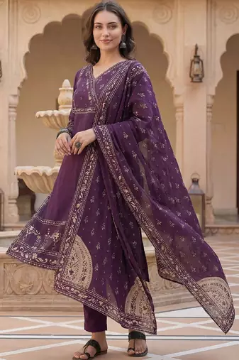 Women Ethnic Motifs Printed Pure Cotton Kurta With Trousers & Dupatta