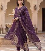 Women Ethnic Motifs Printed Pure Cotton Kurta With Trousers & Dupatta