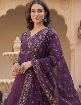 Women Ethnic Motifs Printed Pure Cotton Kurta With Trousers & Dupatta 3