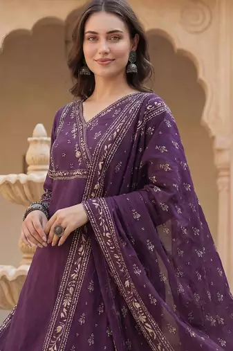 Women Ethnic Motifs Printed Pure Cotton Kurta With Trousers & Dupatta