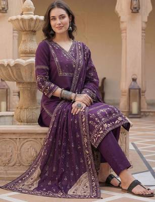 Women Ethnic Motifs Printed Pure Cotton Kurta With Trousers & Dupatta 5