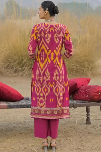 Women Ethnic Motifs Printed Regular Thread Work Pure Cotton Kurta with Trousers & With Dupatta