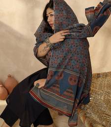 Plus Size Ethnic Printed Regular Pure Cotton Kurta with Trousers & With Dupatta