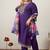 Plus Size Purple Embroidered Straight Kurta Trousers With Dupatta Set
