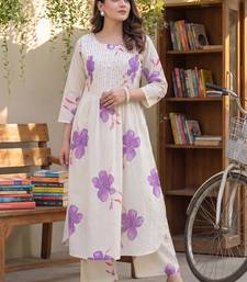 Women Floral Printed Regular Pure Cotton Kurta with Trousers