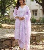 Women Ethnic Motifs Embroidered Regular Thread Work Pure Cotton Kurta with Trousers & With Dupatta