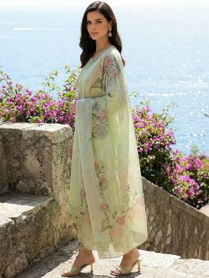Women Floral Embroidered Regular Thread Work Pure Cotton Kurta with Trousers & With Dupatta 3