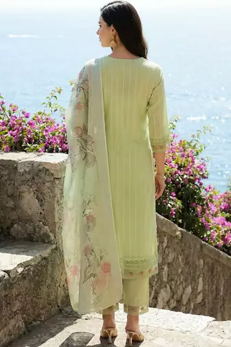 Women Floral Embroidered Regular Thread Work Pure Cotton Kurta with Trousers & With Dupatta