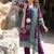 Women   s Printed Kurta Pant & Dupatta Set     Purple & Teal