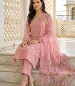 Women Floral Embroidered Regular Thread Work Kurta with Trousers & With Dupatta