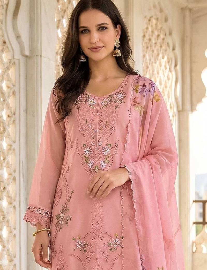 Women Floral Embroidered Regular Thread Work Kurta with Trousers & With Dupatta