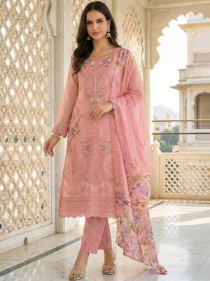 Women Floral Embroidered Regular Thread Work Kurta with Trousers & With Dupatta 5