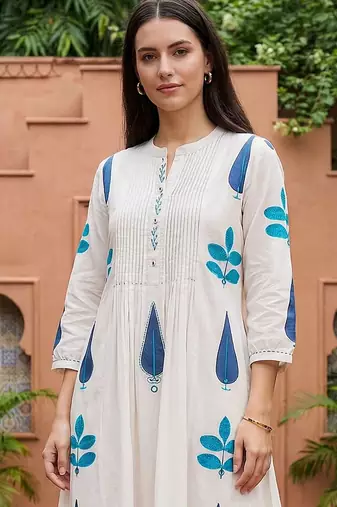 Women Ethnic Motifs Printed Regular Mirror Work Pure Cotton Kurta with Palazzos
