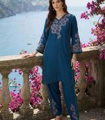 Women Floral Embroidered Regular Thread Work Kurta with Palazzos