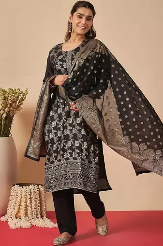 Women Ethnic Motifs Regular Kurta with Trousers & With Dupatta