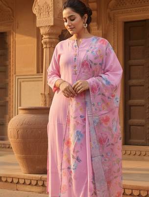 Women Floral Regular Thread Work Kurta with Trousers & With Dupatta 2
